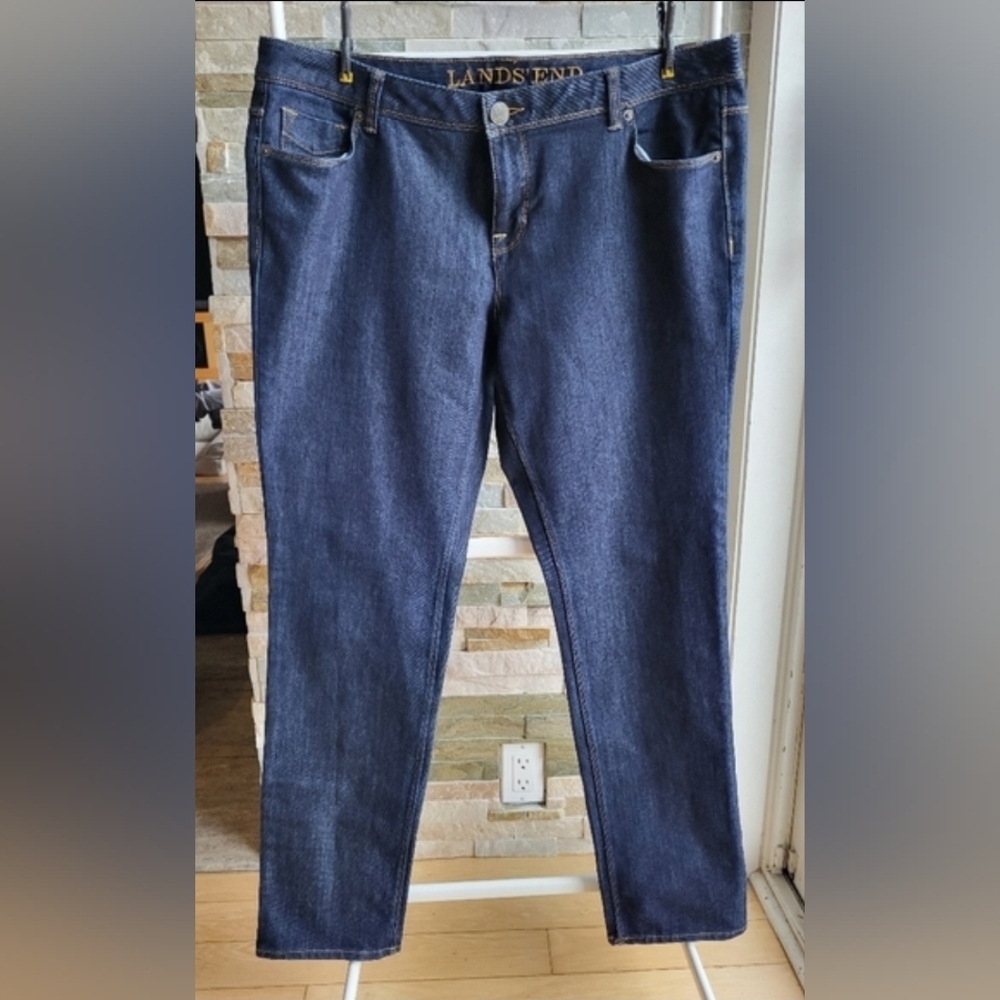 Lands' End Women's Straight Leg Jeans - Dark Blue